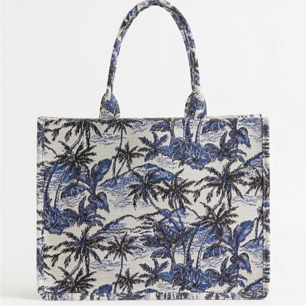 H&M Palm Print Jacquard Tote Bag BRAND NEW